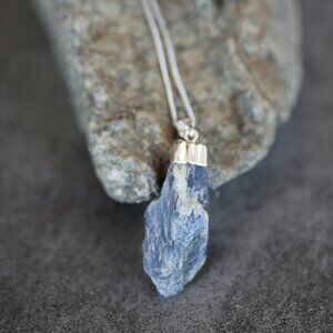 Blue Kyanite Crystal Necklace with .925 Chain